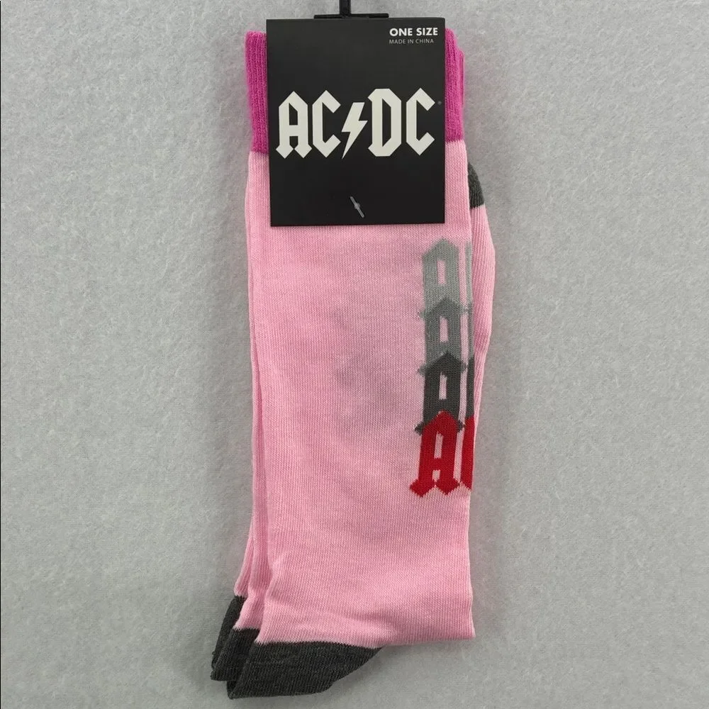 AC/DC Pink and Gray Men's Socks size 7-12